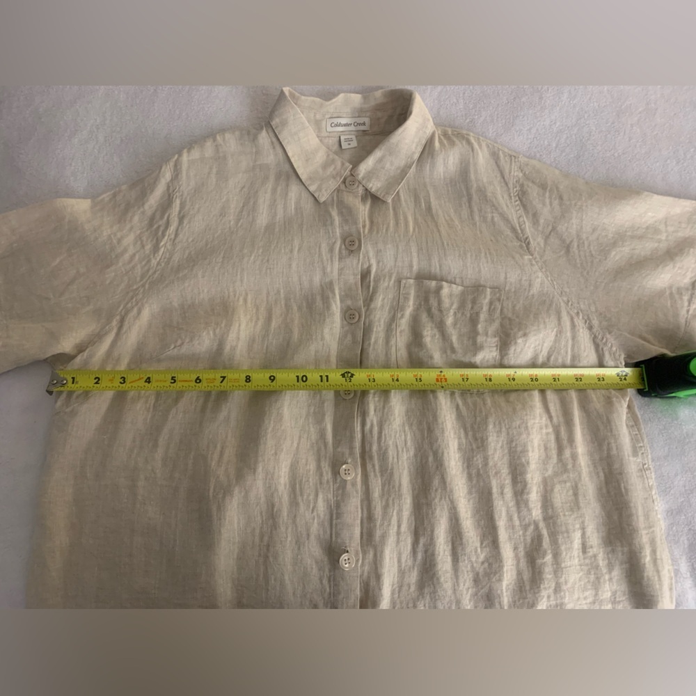 Coldwater Creek 100% Linen Camp Button Up Plus Shirt 1X - Picture 11 of 14